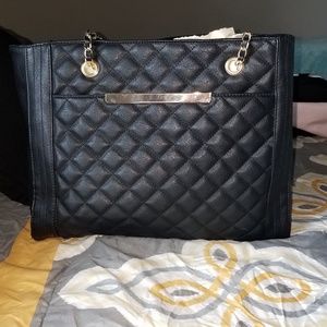 Black leather tote